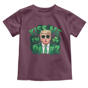 Funny Trump St Patrick's Day Toddler T Shirt Kiss Me I'm Rizz Shamrock TS11 Maroon Print Your Wear