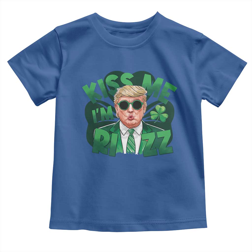 Funny Trump St Patrick's Day Toddler T Shirt Kiss Me I'm Rizz Shamrock TS11 Royal Blue Print Your Wear