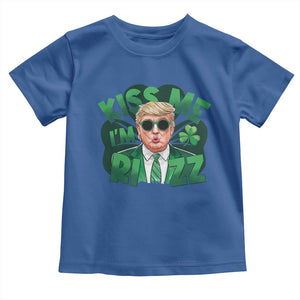 Funny Trump St Patrick's Day Toddler T Shirt Kiss Me I'm Rizz Shamrock TS11 Royal Blue Print Your Wear