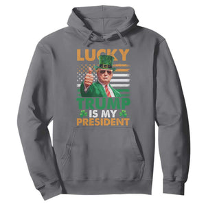 Funny Trump St Patrick's Day Hoodie Lucky Trump Is My President American Ireland Flag TS11 Charcoal Print Your Wear