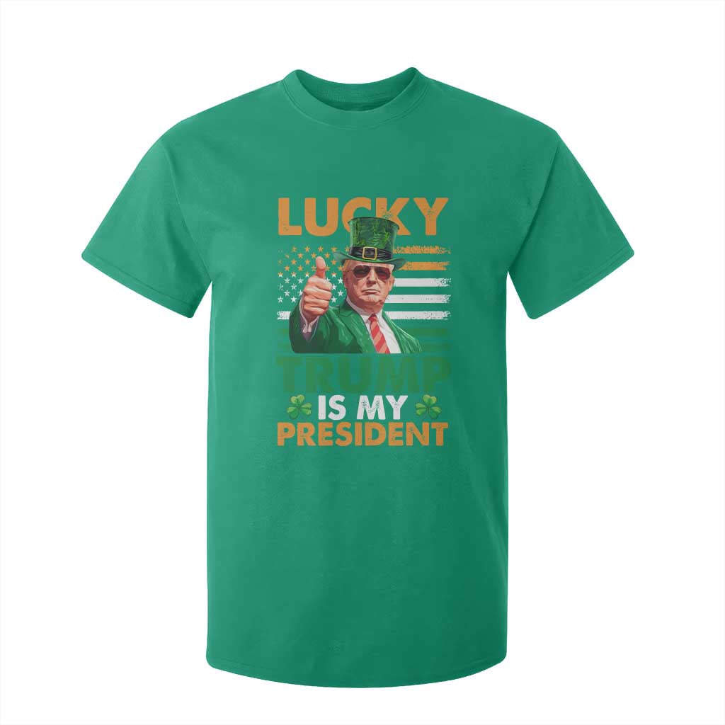 Funny Trump St Patrick's Day T Shirt For Kid Lucky Trump Is My President American Ireland Flag TS11 Irish Green Print Your Wear