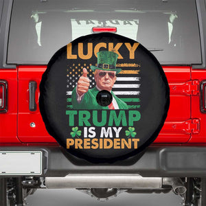 Funny Trump St Patrick's Day Spare Tire Cover Lucky Trump Is My President American Ireland Flag TS11 Black Print Your Wear