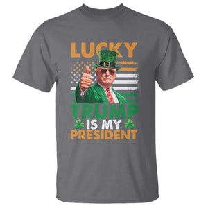 Funny Trump St Patrick's Day T Shirt Lucky Trump Is My President American Ireland Flag TS11 Charcoal Print Your Wear