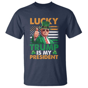 Funny Trump St Patrick's Day T Shirt Lucky Trump Is My President American Ireland Flag TS11 Navy Print Your Wear