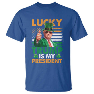 Funny Trump St Patrick's Day T Shirt Lucky Trump Is My President American Ireland Flag TS11 Royal Blue Print Your Wear