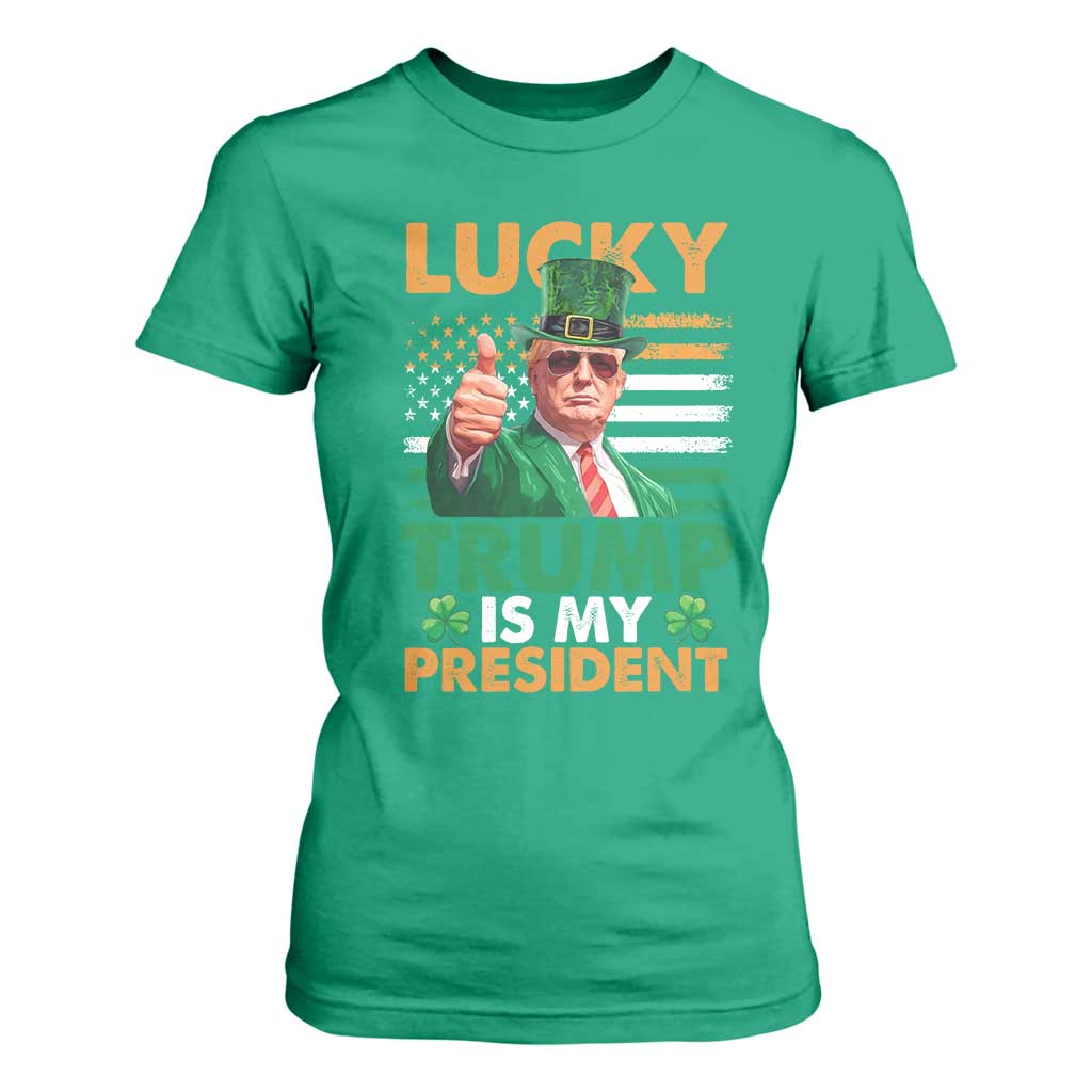 Funny Trump St Patrick's Day T Shirt For Women Lucky Trump Is My President American Ireland Flag TS11 Irish Green Print Your Wear