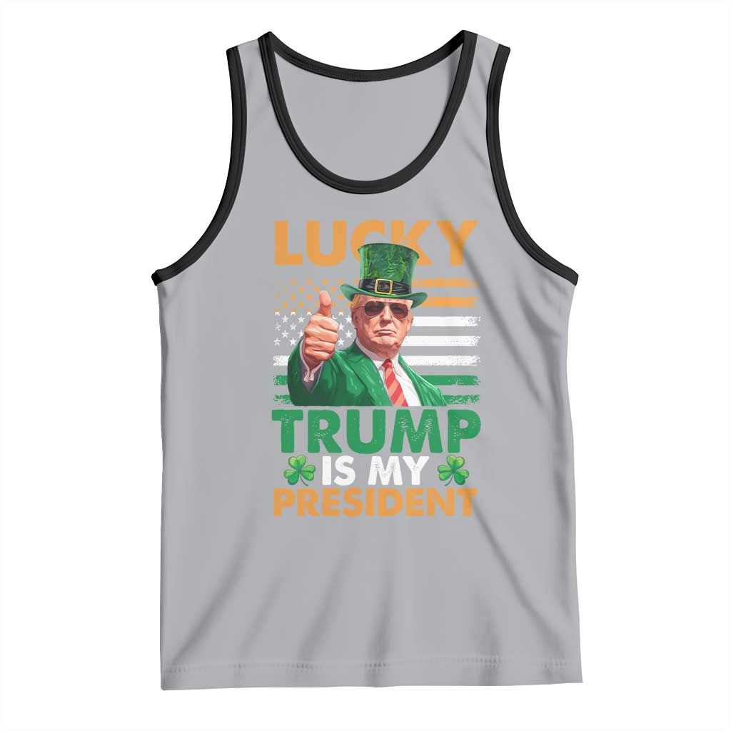 Funny Trump St Patrick's Day Tank Top Lucky Trump Is My President American Ireland Flag TS11 Athletic Heather Black Print Your Wear