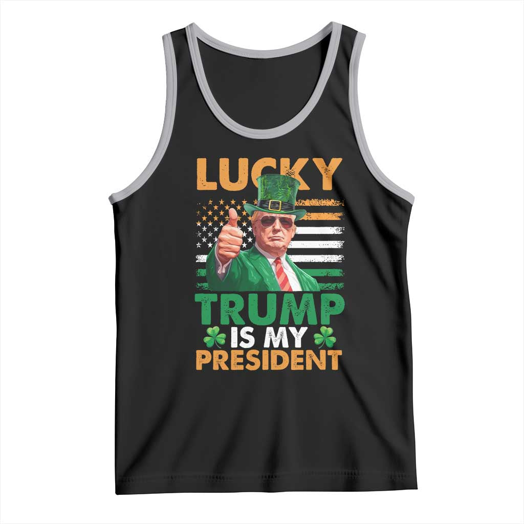 Funny Trump St Patrick's Day Tank Top Lucky Trump Is My President American Ireland Flag TS11 Black Athletic Heather Print Your Wear