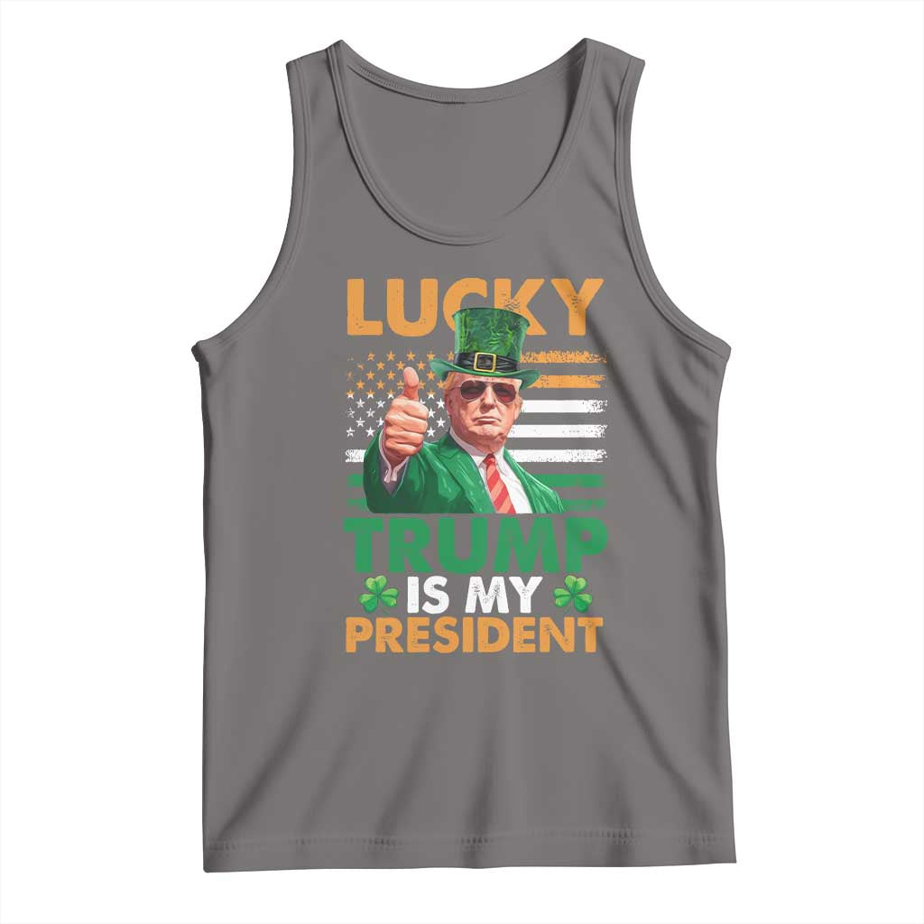 Funny Trump St Patrick's Day Tank Top Lucky Trump Is My President American Ireland Flag TS11 Deep Heather Print Your Wear