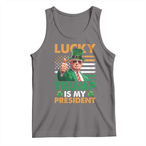 Funny Trump St Patrick's Day Tank Top Lucky Trump Is My President American Ireland Flag TS11 Deep Heather Print Your Wear