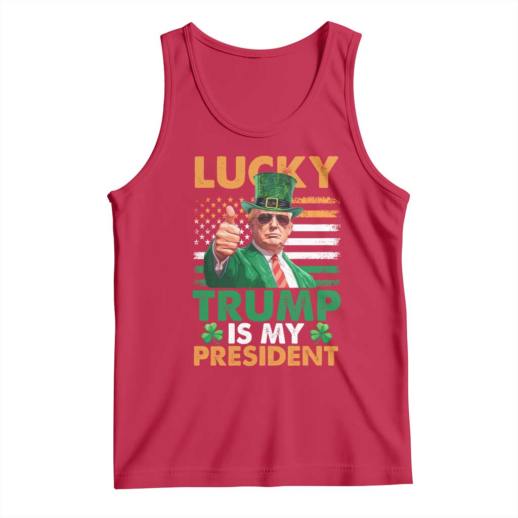 Funny Trump St Patrick's Day Tank Top Lucky Trump Is My President American Ireland Flag TS11 Red Print Your Wear