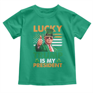 Funny Trump St Patrick's Day Toddler T Shirt Lucky Trump Is My President American Ireland Flag TS11 Irish Green Print Your Wear