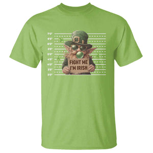 Funny Fight Me I'm Irish T Shirt Leprechaun Mug Shot St Patrick's Day TS11 Lime Print Your Wear