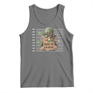 Funny Fight Me I'm Irish Tank Top Leprechaun Mug Shot St Patrick's Day TS11 Black Heather Print Your Wear