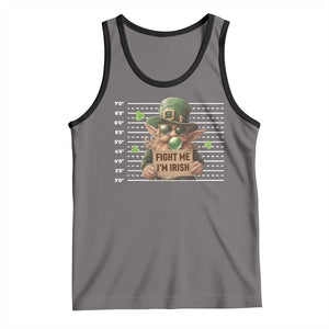 Funny Fight Me I'm Irish Tank Top Leprechaun Mug Shot St Patrick's Day TS11 Deep Heather Black Print Your Wear