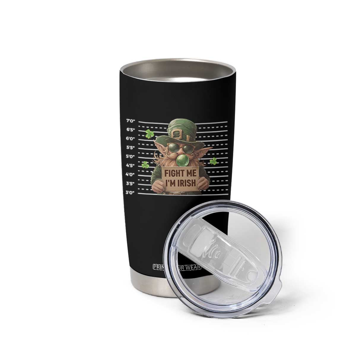 Funny Fight Me I'm Irish Tumbler Cup Leprechaun Mug Shot St Patrick's Day TS11 Print Your Wear