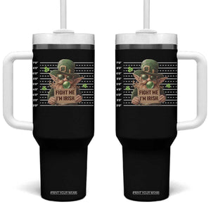 Funny Fight Me I'm Irish Tumbler With Handle Leprechaun Mug Shot St Patrick's Day TS11 One Size: 40 oz Black Print Your Wear