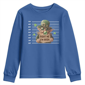 Funny Fight Me I'm Irish Youth Sweatshirt Leprechaun Mug Shot St Patrick's Day TS11 Royal Blue Print Your Wear