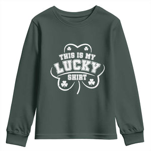 Funny This Is My Lucky Shirt St Patrick's Day Youth Sweatshirt TS11 Dark Forest Green Print Your Wear