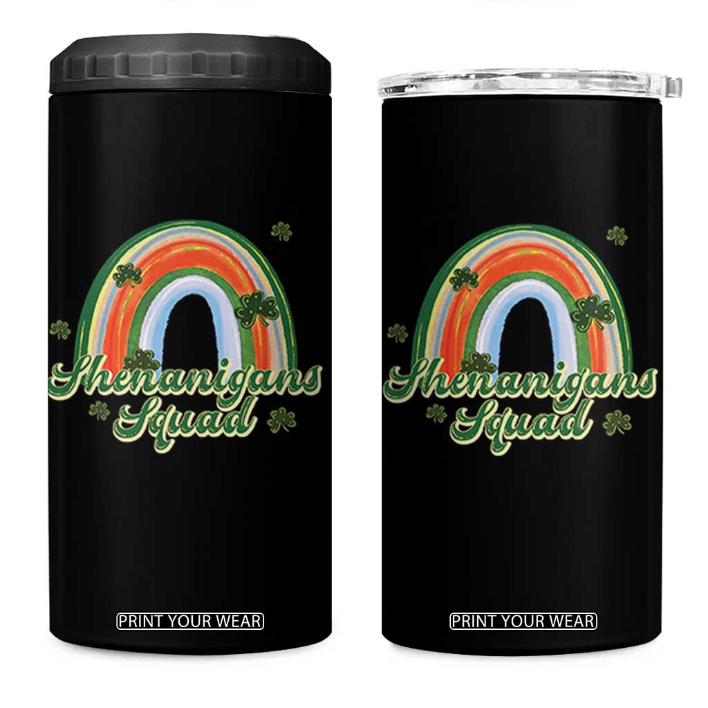 Funny St Patrick's Day Shenanigans Squad 4 in 1 Can Cooler Tumbler Rainbow Shamrock TS11 One Size: 16 oz Black Print Your Wear