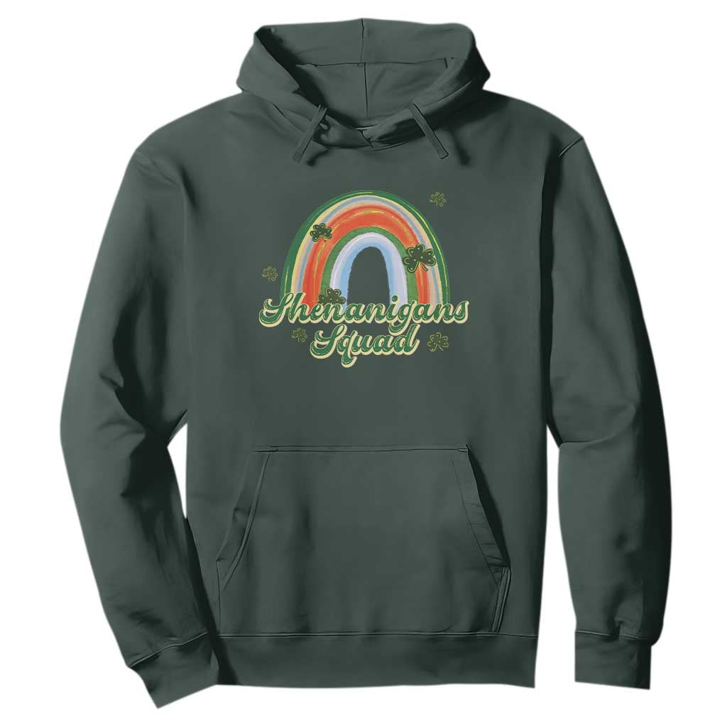 Funny St Patrick's Day Shenanigans Squad Hoodie Rainbow Shamrock TS11 Dark Forest Green Print Your Wear
