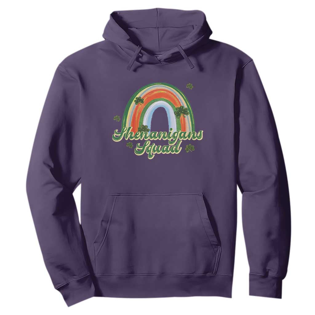 Funny St Patrick's Day Shenanigans Squad Hoodie Rainbow Shamrock TS11 Purple Print Your Wear