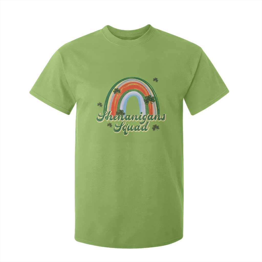 Funny St Patrick's Day Shenanigans Squad T Shirt For Kid Rainbow Shamrock TS11 Lime Print Your Wear