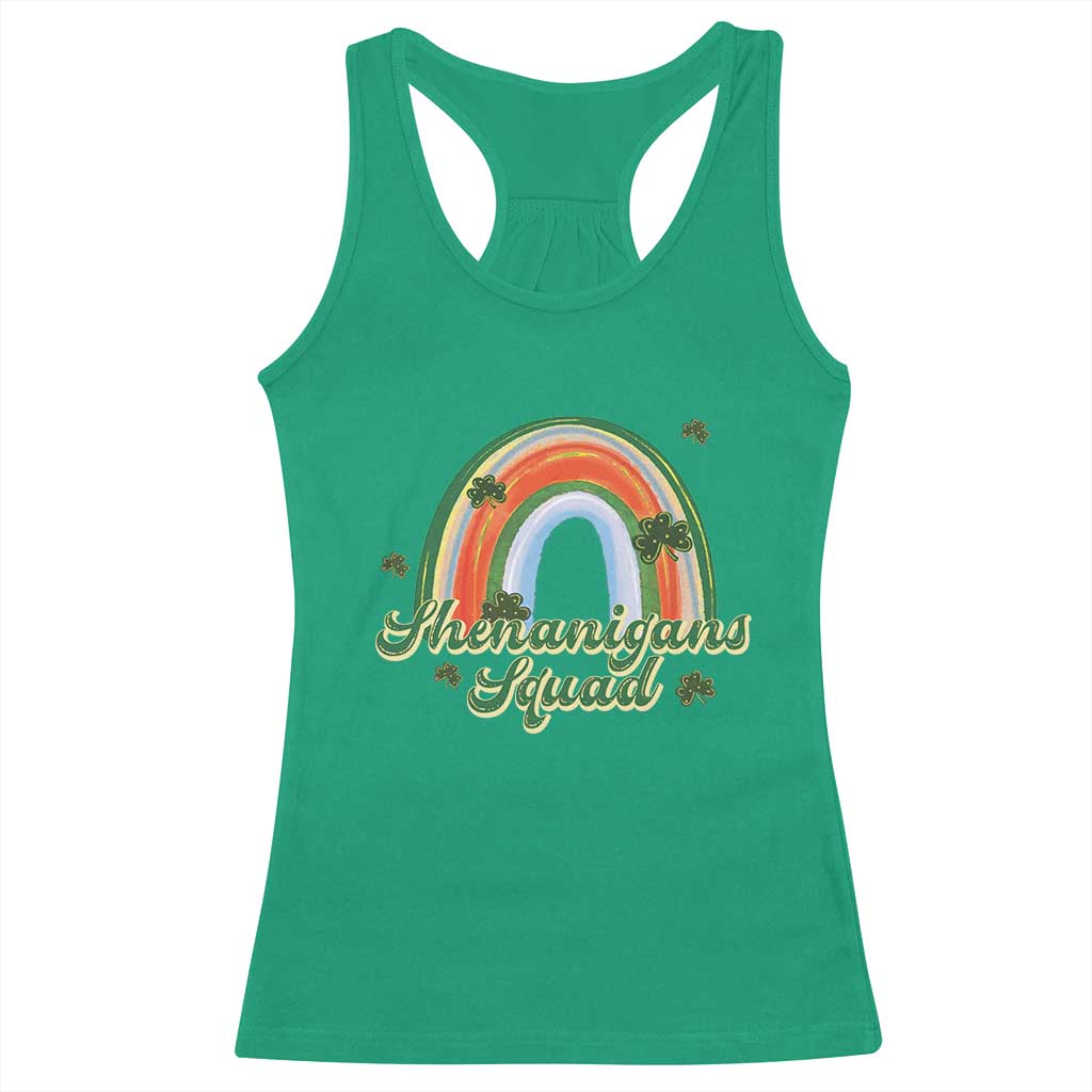 Funny St Patrick's Day Shenanigans Squad Racerback Tank Top Rainbow Shamrock TS11 Irish Green Print Your Wear