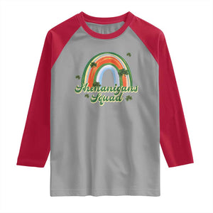 Funny St Patrick's Day Shenanigans Squad Raglan Shirt Rainbow Shamrock TS11 Sport Gray Red Print Your Wear