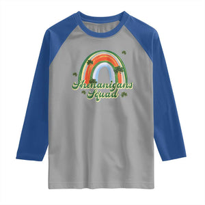 Funny St Patrick's Day Shenanigans Squad Raglan Shirt Rainbow Shamrock TS11 Sport Gray Royal Print Your Wear