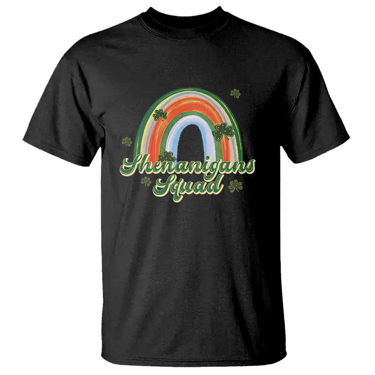 Funny St Patrick's Day Shenanigans Squad T Shirt Rainbow Shamrock TS11 Black Print Your Wear