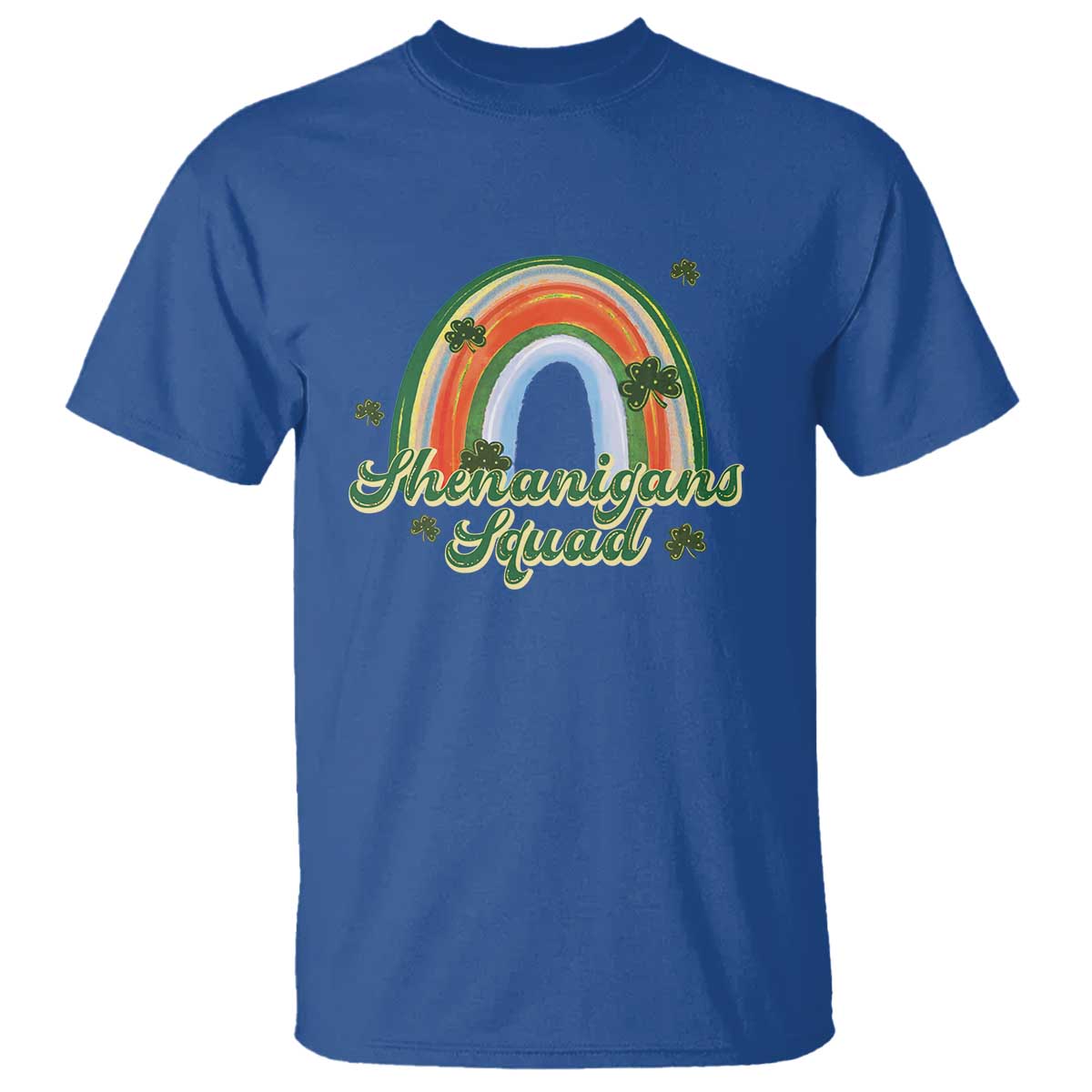Funny St Patrick's Day Shenanigans Squad T Shirt Rainbow Shamrock TS11 Royal Blue Print Your Wear