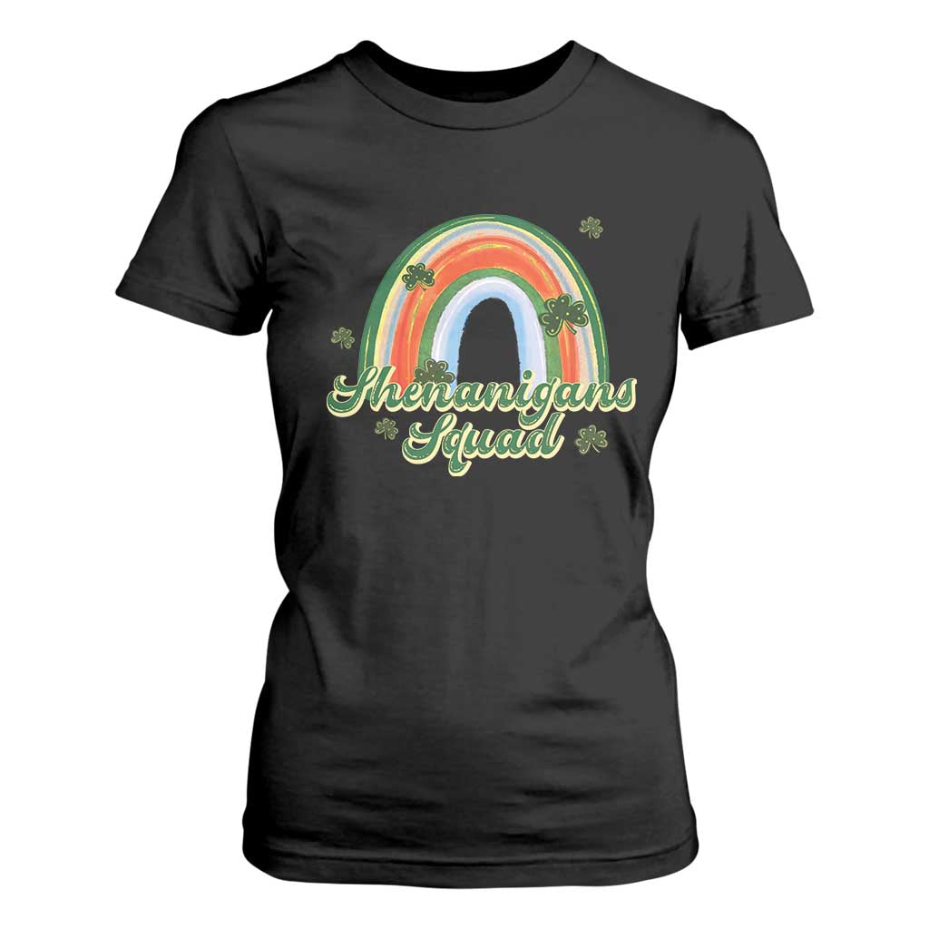 Funny St Patrick's Day Shenanigans Squad T Shirt For Women Rainbow Shamrock TS11 Black Print Your Wear