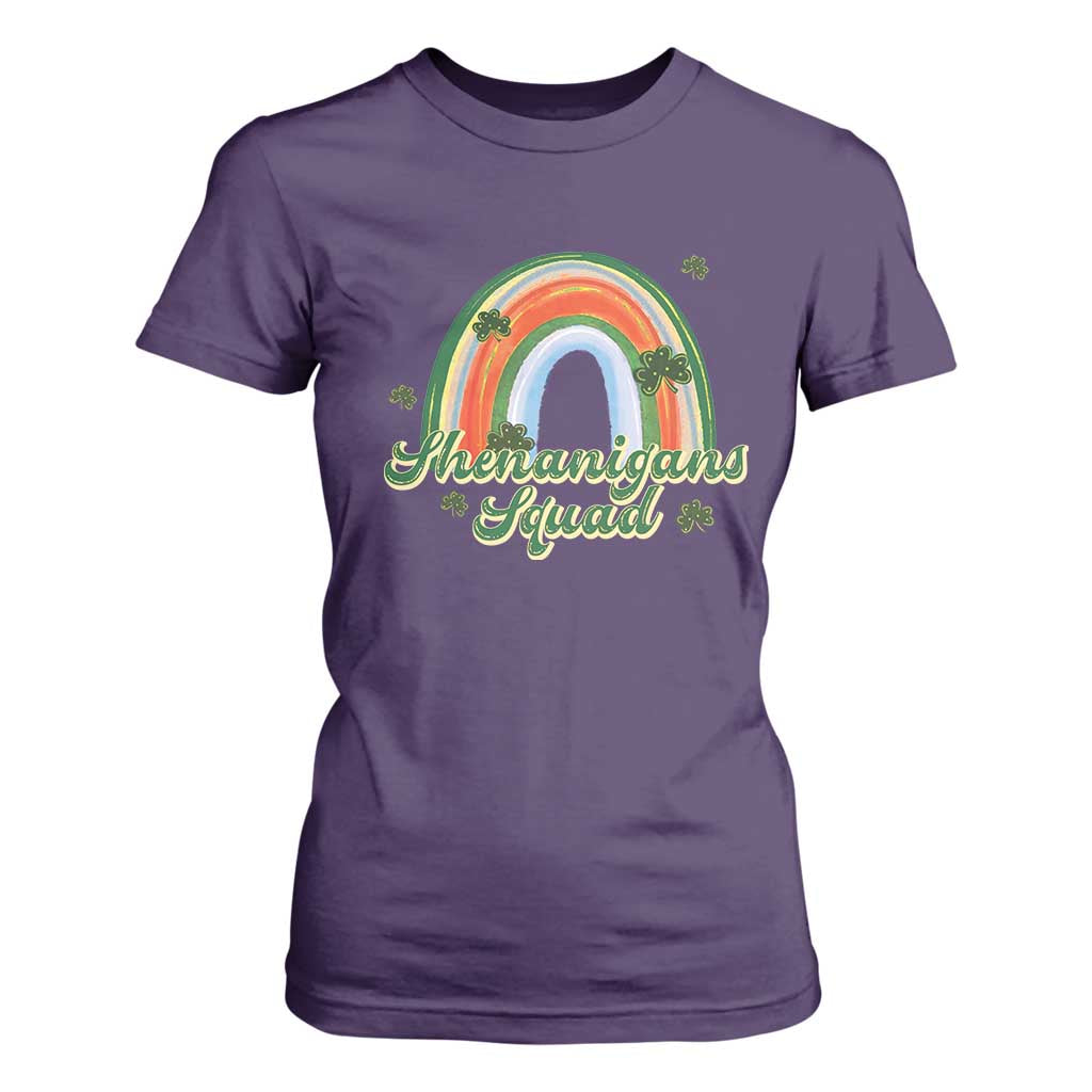 Funny St Patrick's Day Shenanigans Squad T Shirt For Women Rainbow Shamrock TS11 Purple Print Your Wear