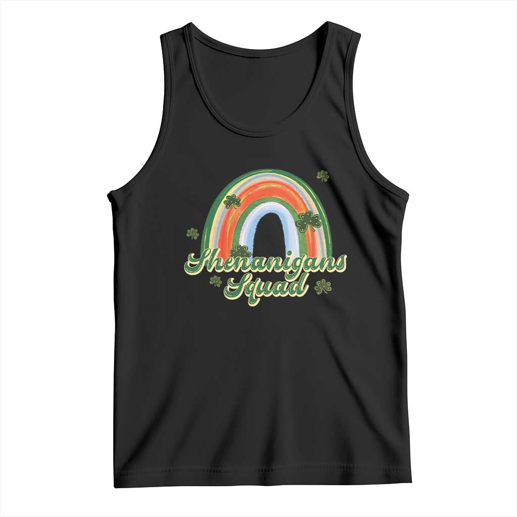 Funny St Patrick's Day Shenanigans Squad Tank Top Rainbow Shamrock TS11 Black Print Your Wear