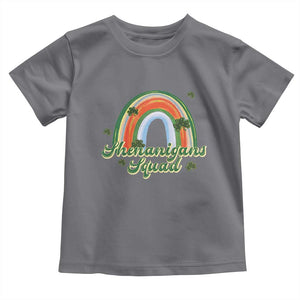 Funny St Patrick's Day Shenanigans Squad Toddler T Shirt Rainbow Shamrock TS11 Charcoal Print Your Wear