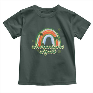Funny St Patrick's Day Shenanigans Squad Toddler T Shirt Rainbow Shamrock TS11 Dark Forest Green Print Your Wear