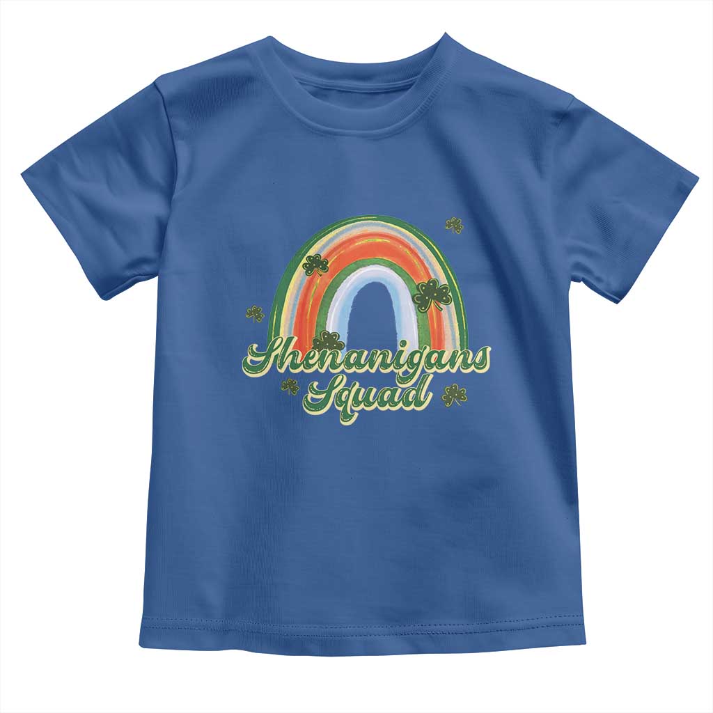 Funny St Patrick's Day Shenanigans Squad Toddler T Shirt Rainbow Shamrock TS11 Royal Blue Print Your Wear