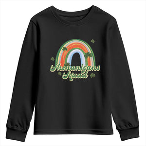 Funny St Patrick's Day Shenanigans Squad Youth Sweatshirt Rainbow Shamrock TS11 Black Print Your Wear