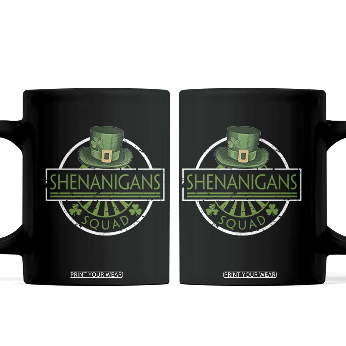 Funny St Patrick's Day Shenanigans Squad Coffee Mug Shamrock TS11 Black Print Your Wear