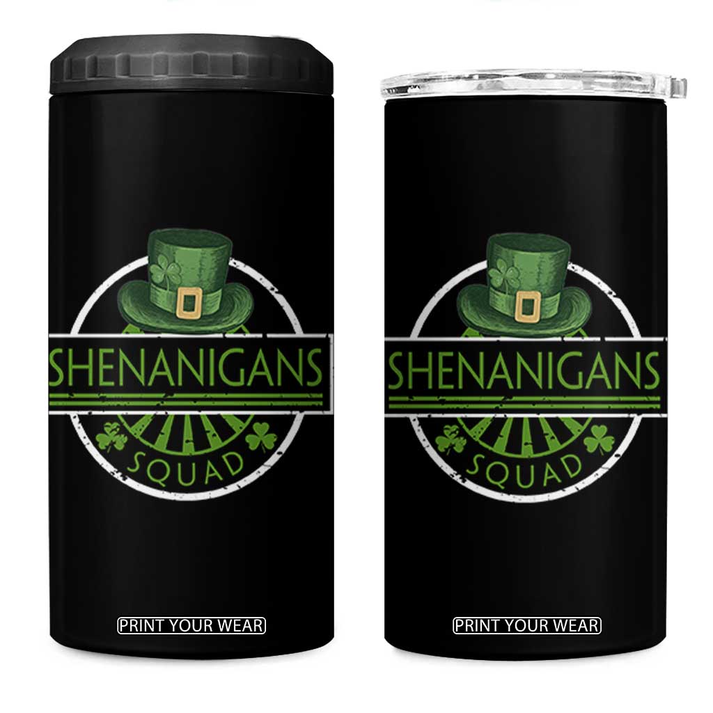 Funny St Patrick's Day Shenanigans Squad 4 in 1 Can Cooler Tumbler Shamrock TS11 One Size: 16 oz Black Print Your Wear