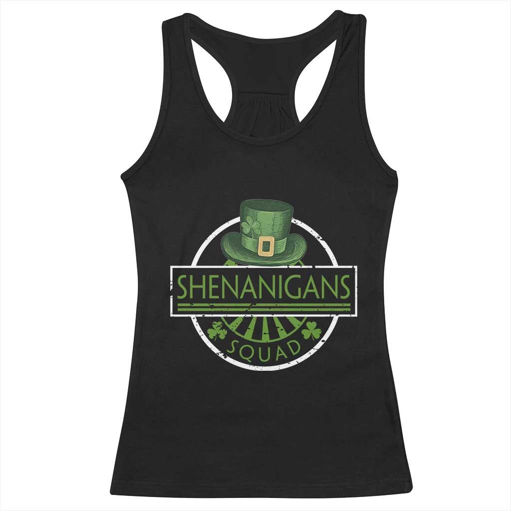 Funny St Patrick's Day Shenanigans Squad Racerback Tank Top Shamrock TS11 Black Print Your Wear