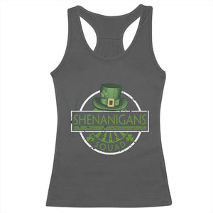 Funny St Patrick's Day Shenanigans Squad Racerback Tank Top Shamrock TS11 Dark Heather Print Your Wear