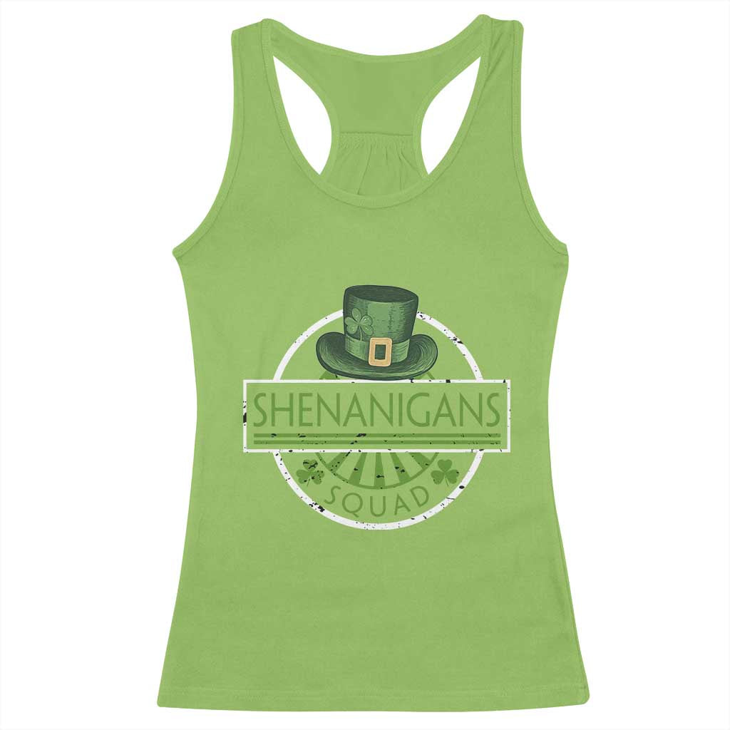 Funny St Patrick's Day Shenanigans Squad Racerback Tank Top Shamrock TS11 Lime Print Your Wear