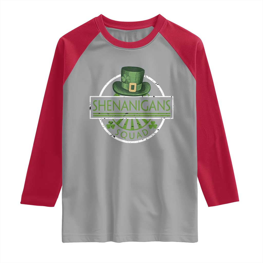 Funny St Patrick's Day Shenanigans Squad Raglan Shirt Shamrock TS11 Sport Gray Red Print Your Wear
