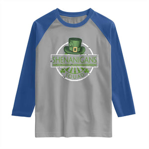 Funny St Patrick's Day Shenanigans Squad Raglan Shirt Shamrock TS11 Sport Gray Royal Print Your Wear