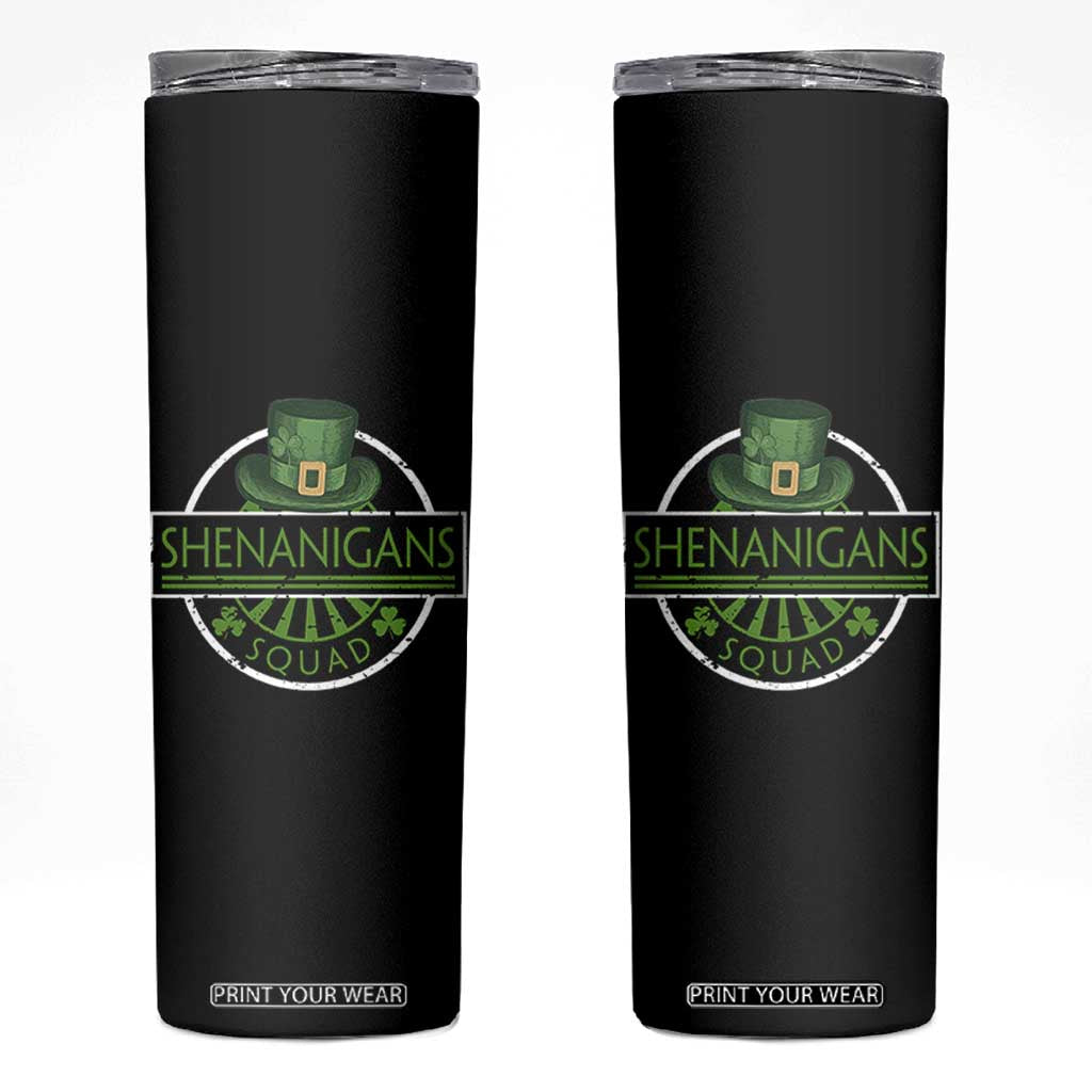Funny St Patrick's Day Shenanigans Squad Skinny Tumbler Shamrock TS11 Black Print Your Wear