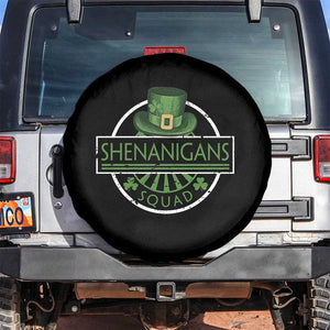 Funny St Patrick's Day Shenanigans Squad Spare Tire Cover Shamrock TS11 No hole Black Print Your Wear