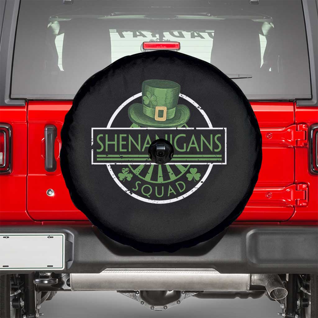 Funny St Patrick's Day Shenanigans Squad Spare Tire Cover Shamrock TS11 Black Print Your Wear