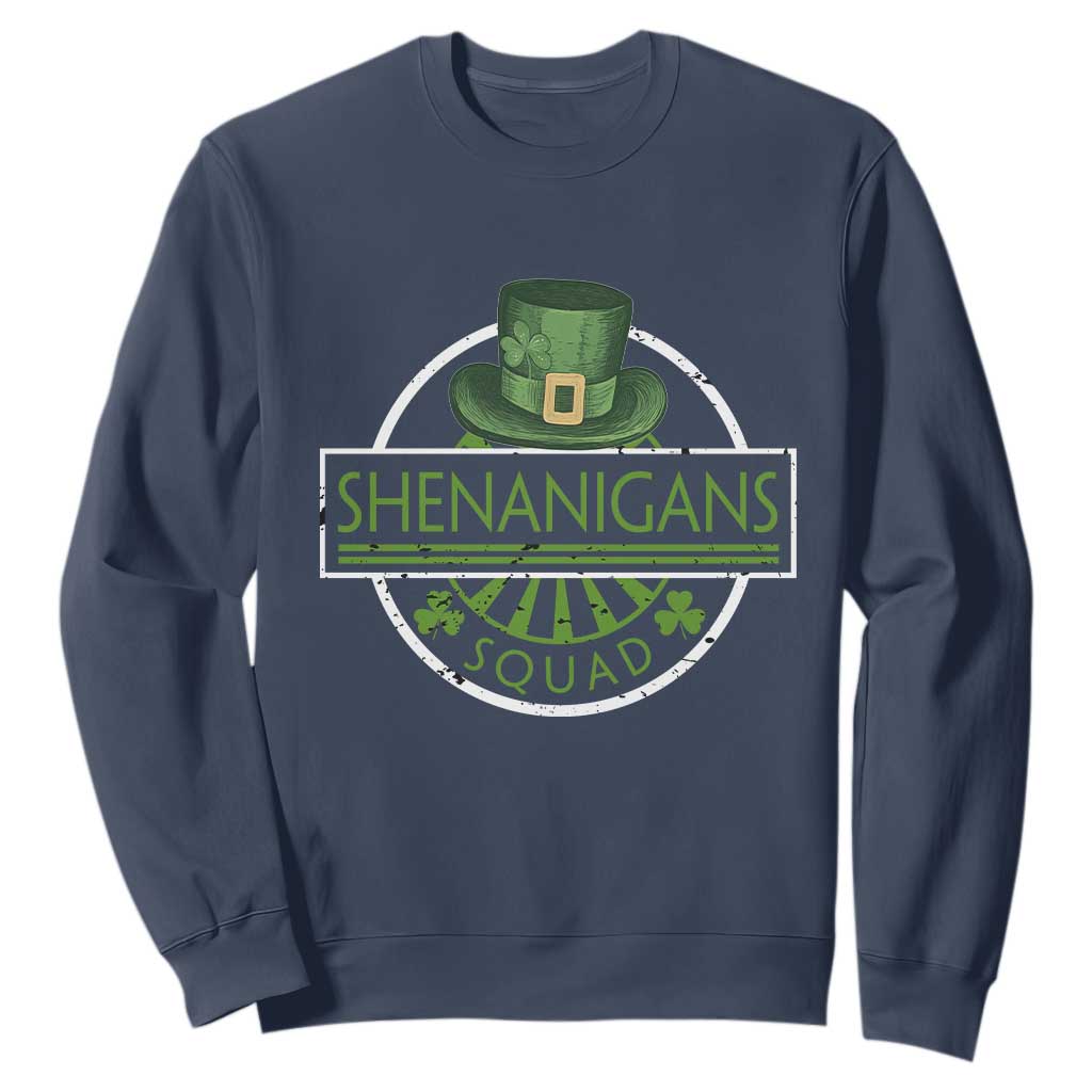 Funny St Patrick's Day Shenanigans Squad Sweatshirt Shamrock TS11 Navy Print Your Wear